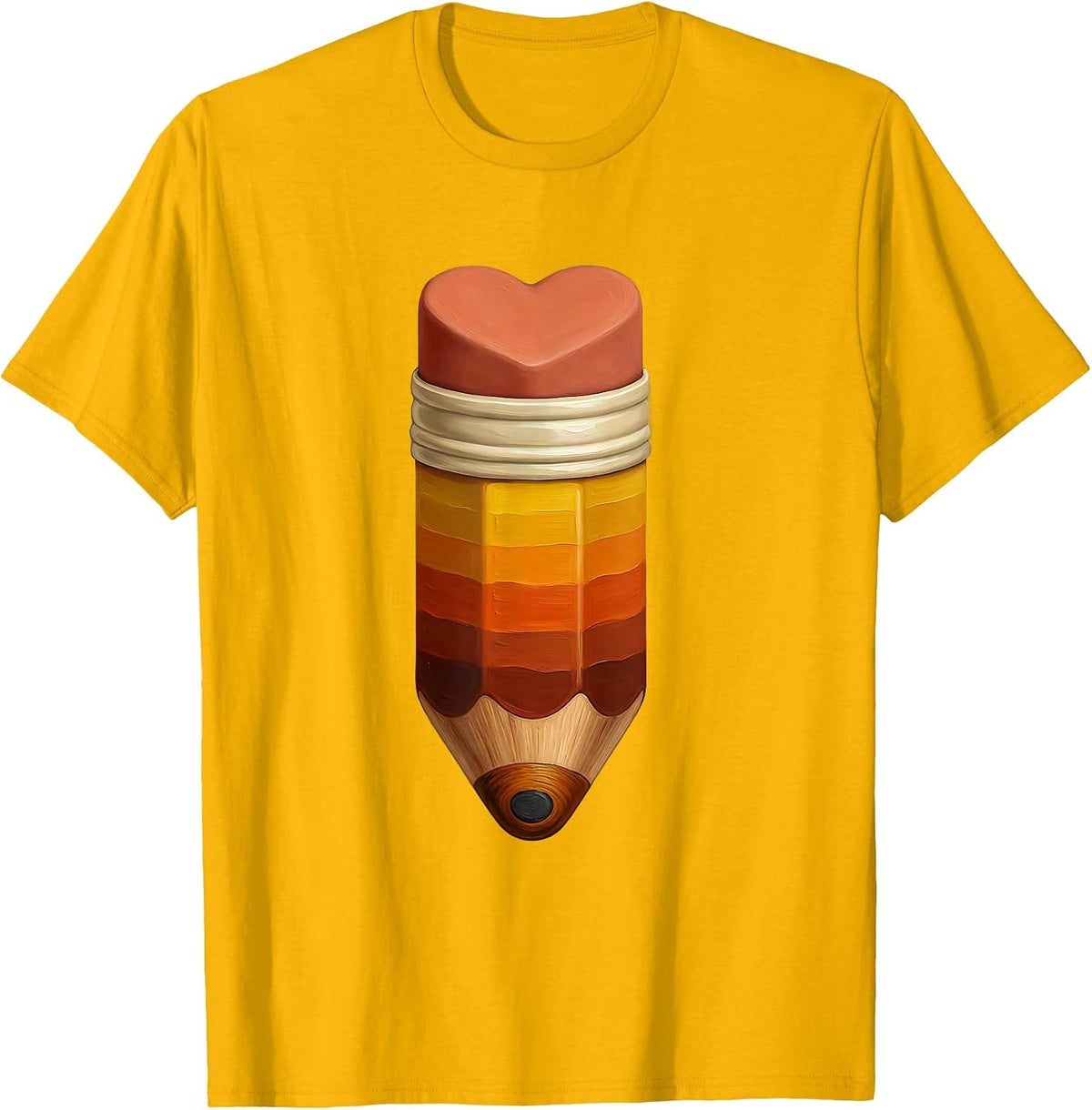 Men's Preschool Teacher Heart Eraser Pencil Graphic T-Shirt - Golden Yellow