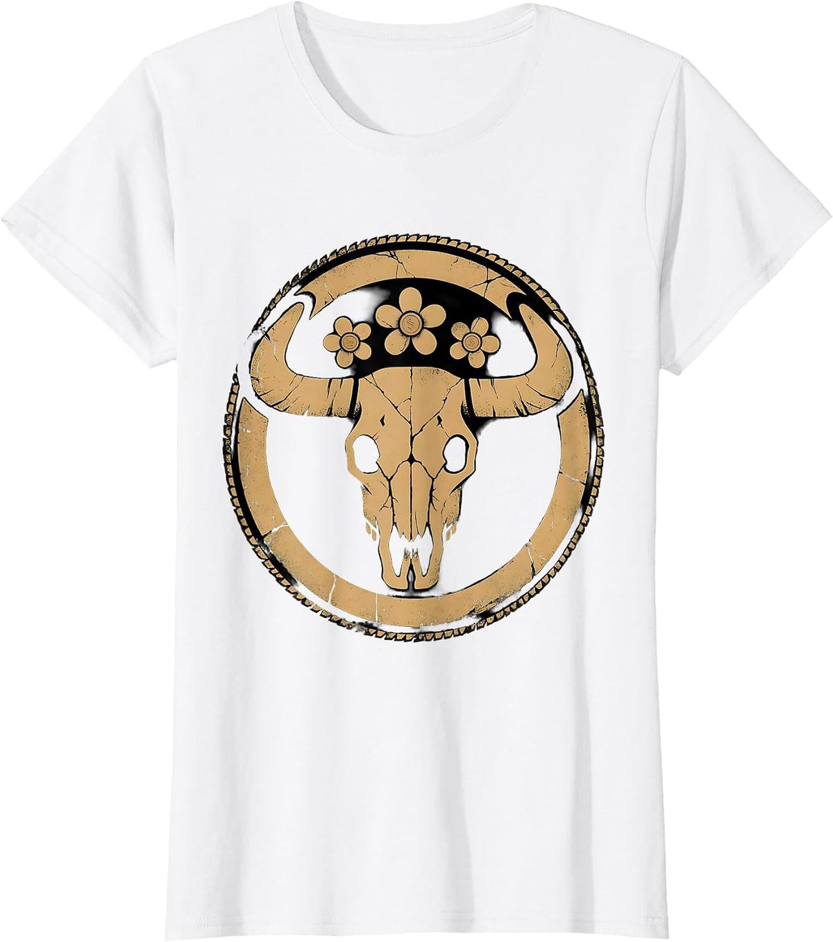 Cowboy Silhouette Canyon Sunrise Western Riding T-Shirt - White
