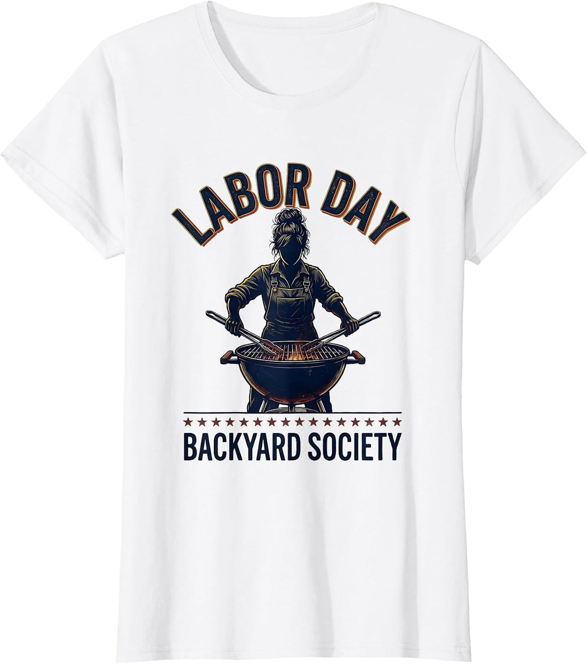 Women's Labor Day Backyard Society Vintage Patriotic Woman Grill T-Shirt - White