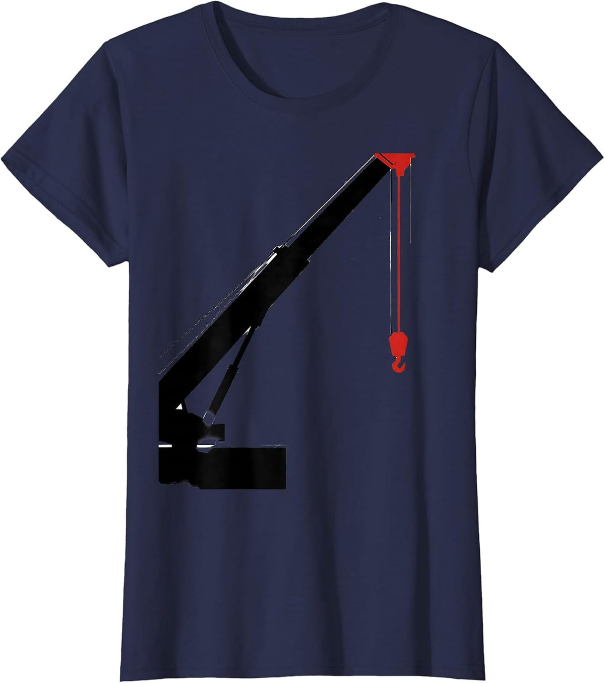 Women's Geometric Mobile Crane Operator Heavy Equipment Humor T-Shirt - Navy Blue