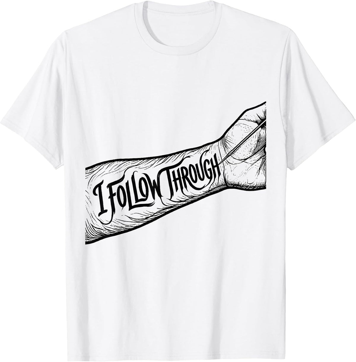 Men's I Follow Through Funny Tattoo Culture Flash-Art Humor T-Shirt - White