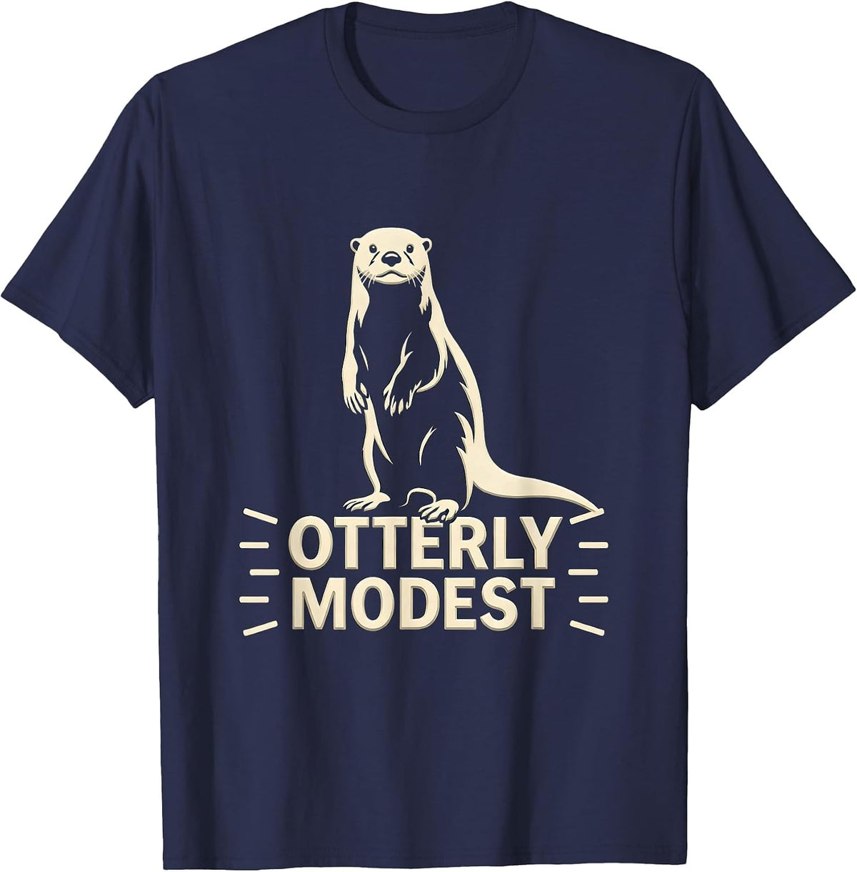 Men's Otterly Modest Funny Otter Lover Pun Humor Gift T-Shirt - Navy Blue