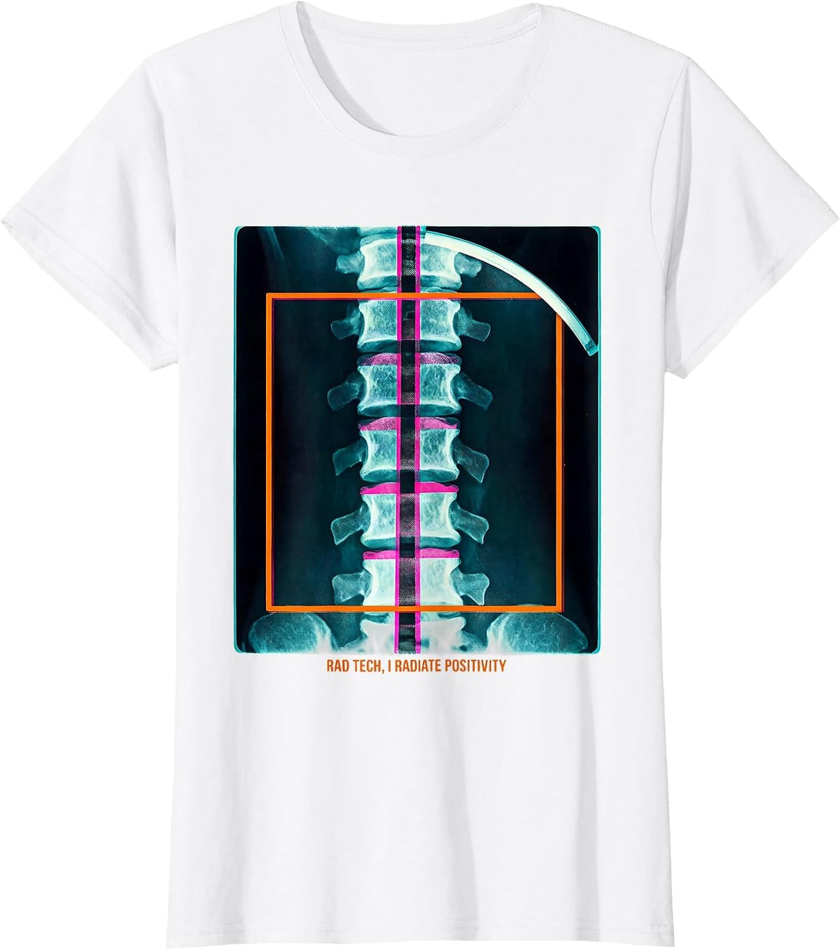Rad Tech I Radiate Positivity Risograph Humor Radiology T-Shirt - White