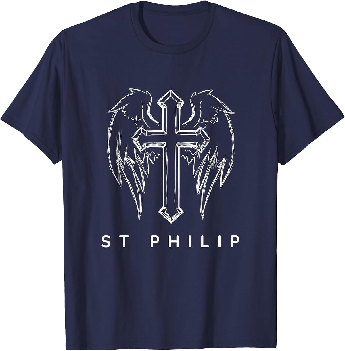 St Philip the Apostle Traditional Catholic Prayer Angel Idea T-Shirt - Navy Blue