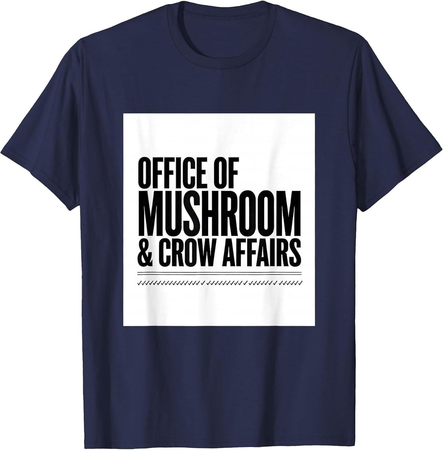Office Of Mushroom & Crow Affairs Whimsical Gothic T-Shirt - Navy Blue