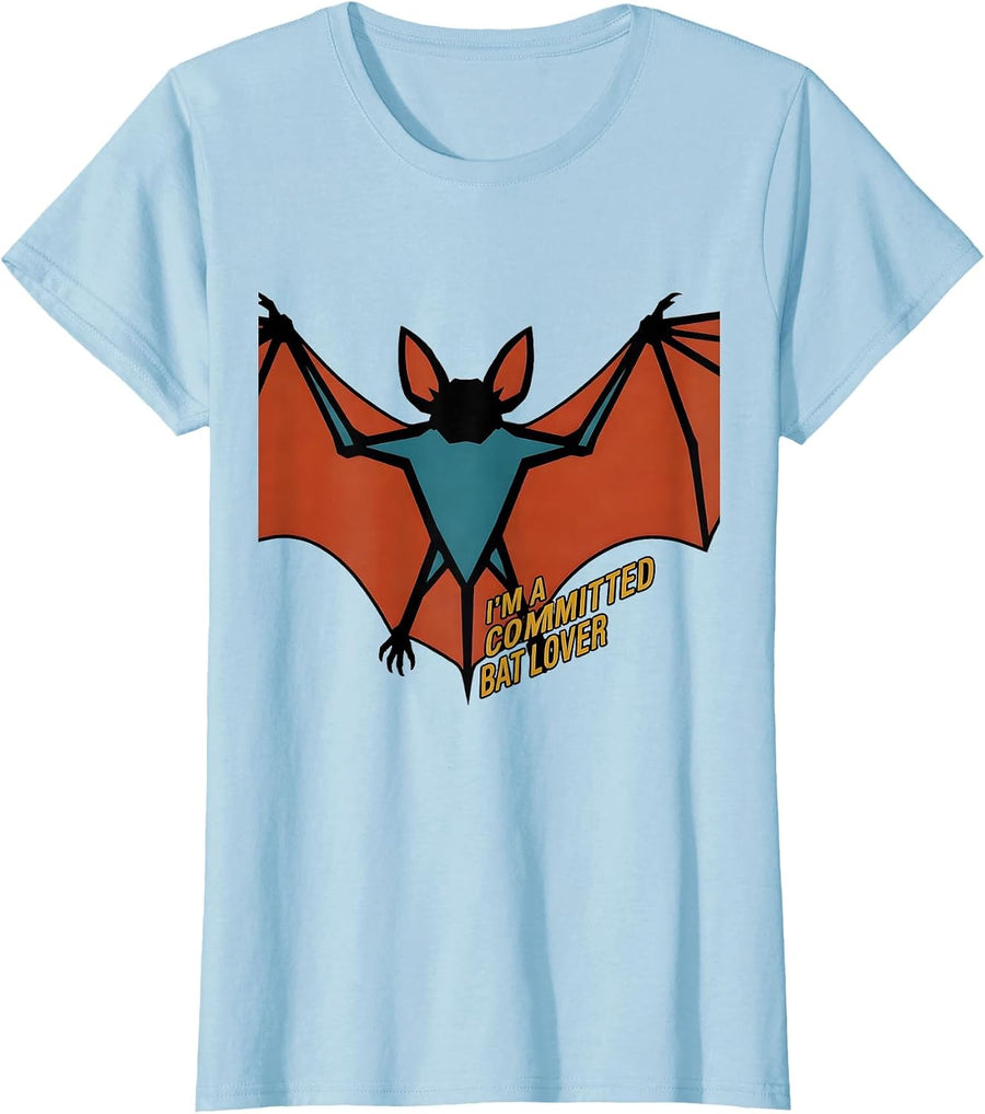 Women's I'm A Committed Bat Lover Funny Bat Enthusiast Wildlife T-Shirt - Baby Blue