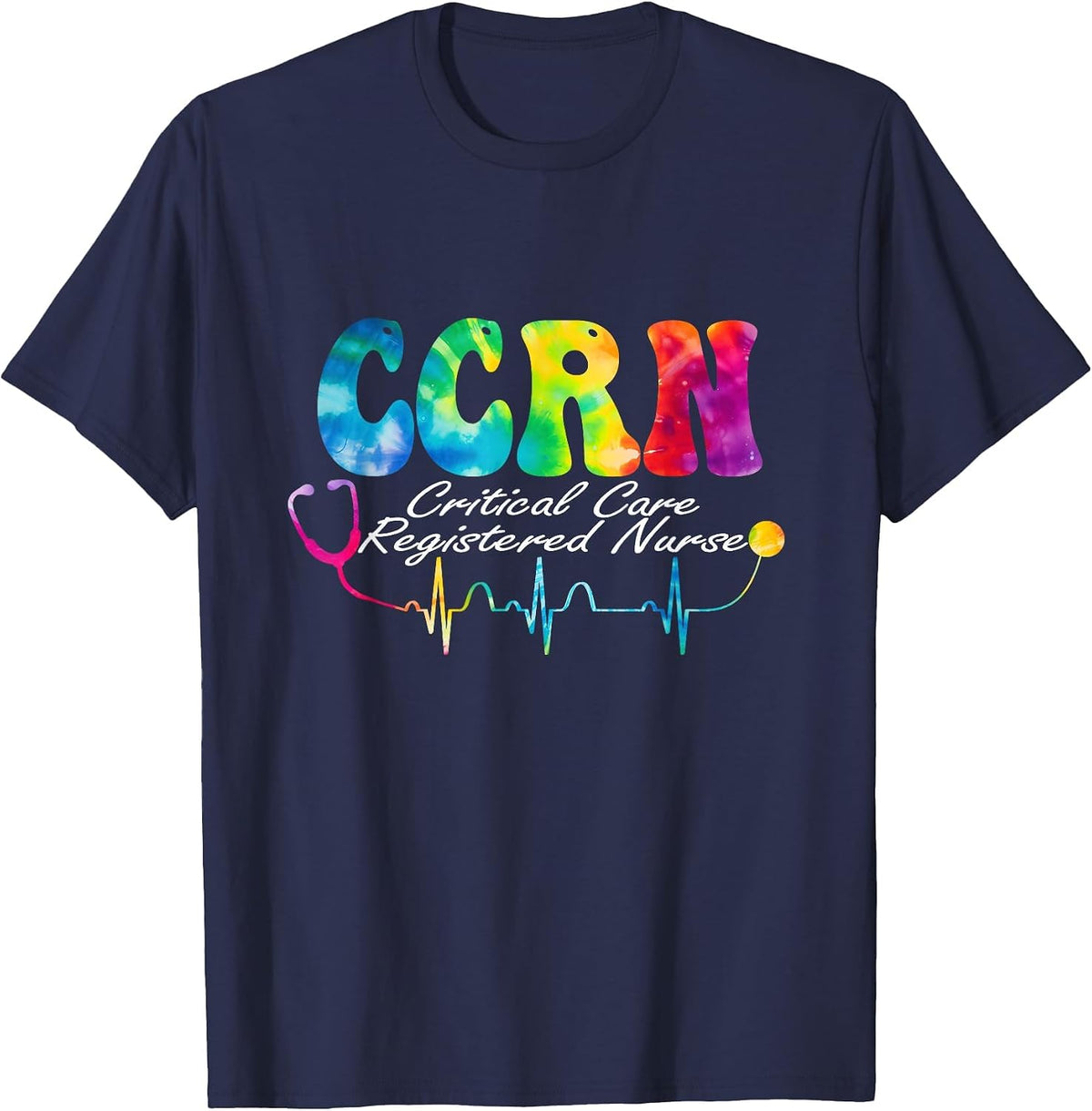 Critical Care Registered Nurse Tie Dye CCRN Nurse T-Shirt - Navy Blue