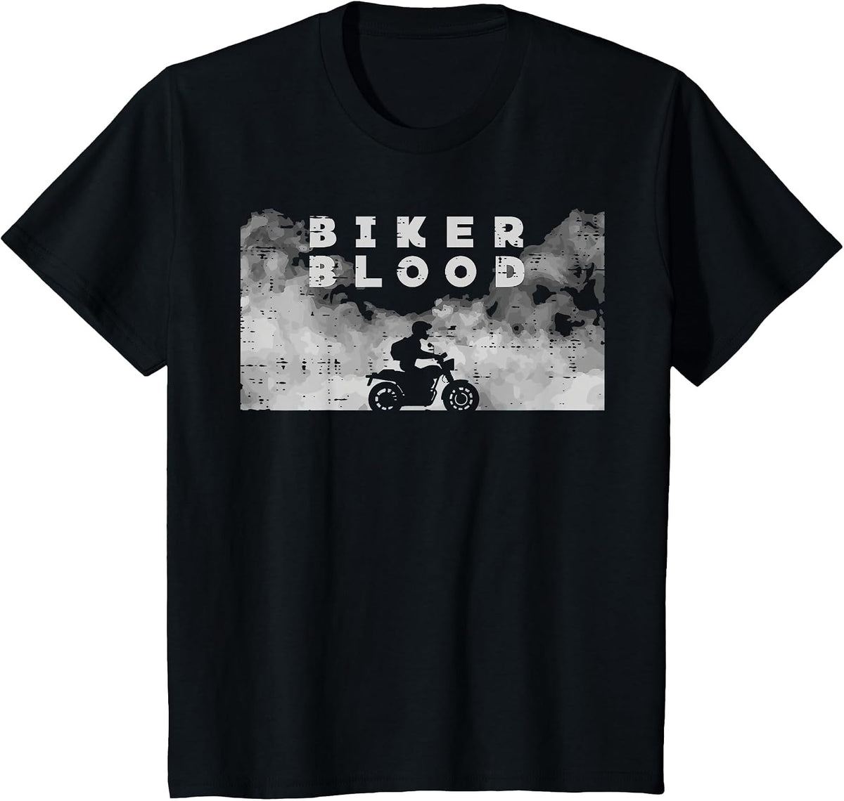 Biker Blood Motorcycle Motorbike Men Boys Kids Women Youth T-Shirt - Black