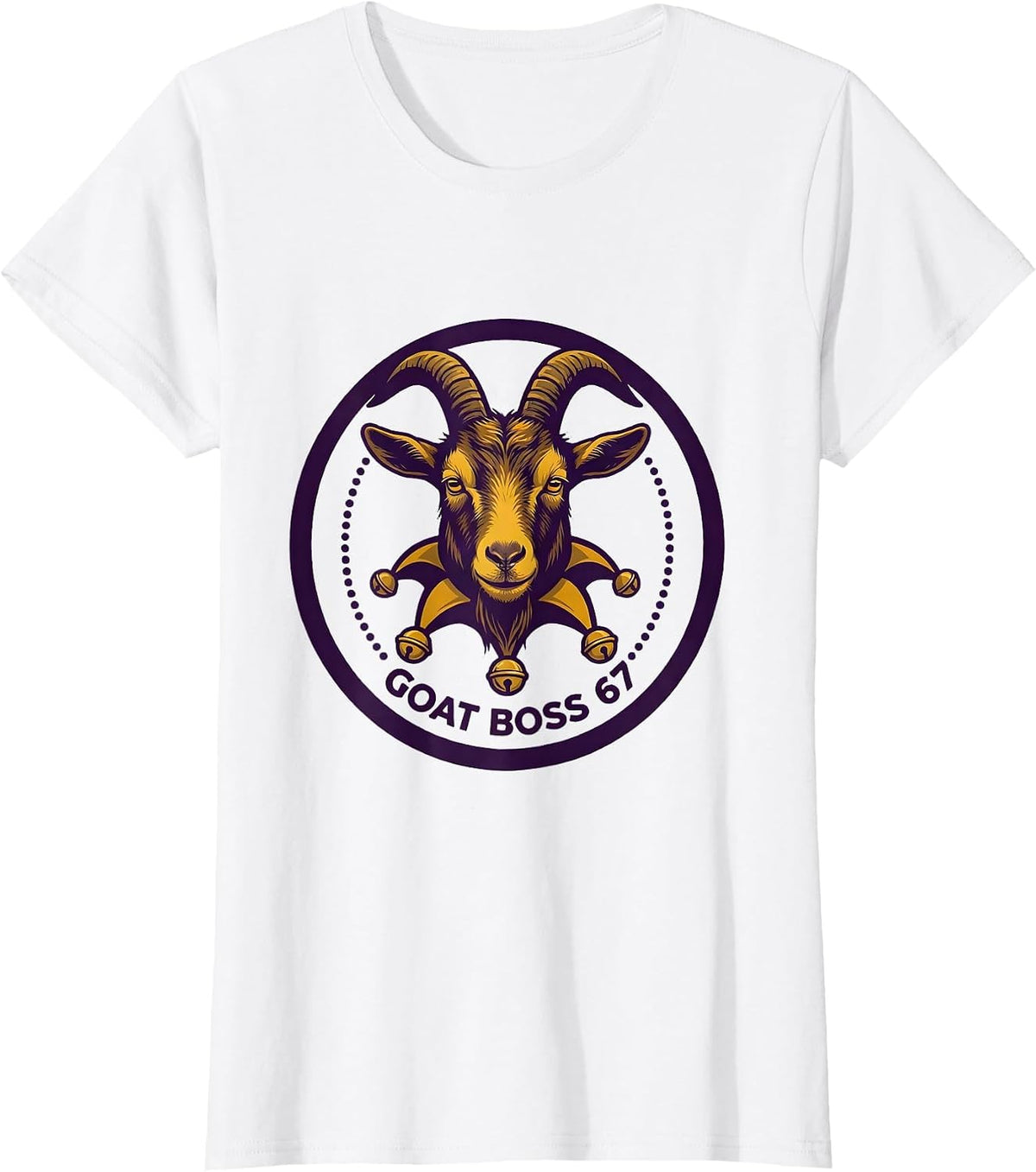 Women's Goat Boss 67 Minimalist Mardi Gras Kids Meme Humor T-Shirt - White