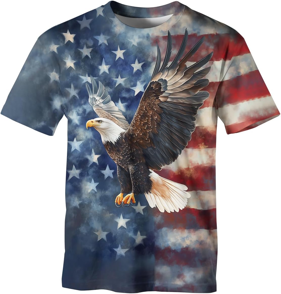 Casual American Flag Eagle T-Shirt for Men Patriotic T-Shirts Short Sleeve - Usa Shirt Multicolor1