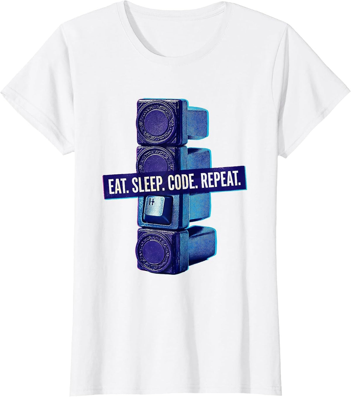 Eat Sleep Code Repeat Funny Coding Humor Programmer Gift T-Shirt - White