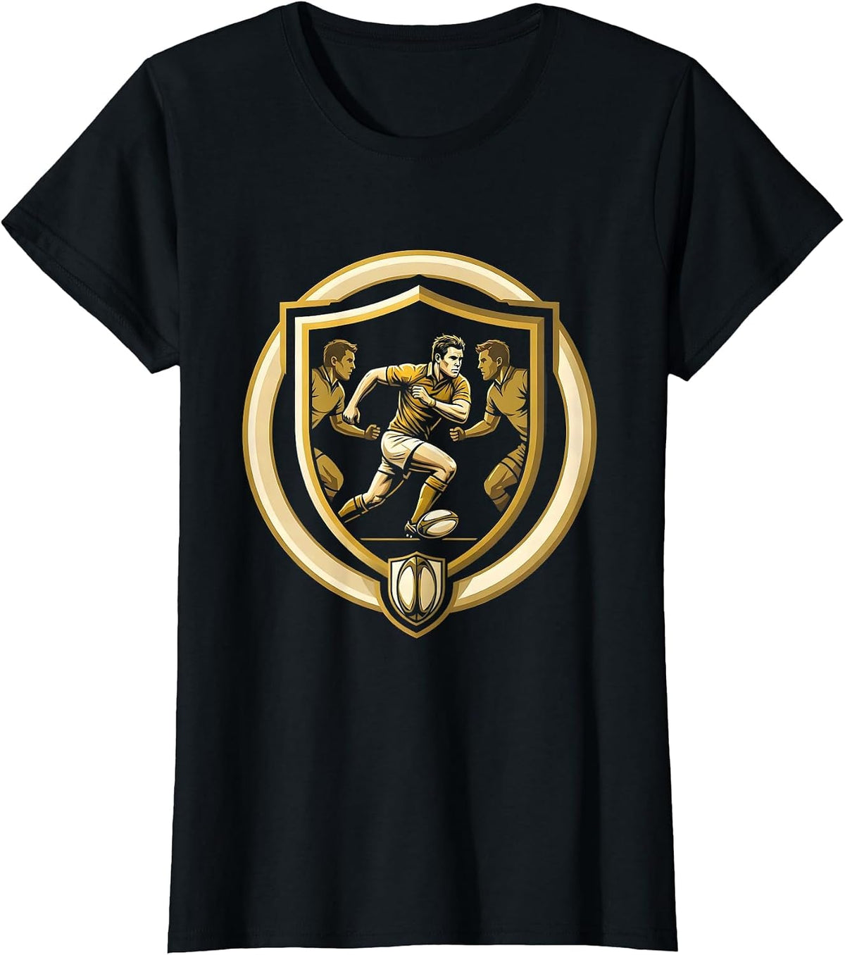 Women's Rugby Breakaway Tackle Graphic Design T-Shirt - Black
