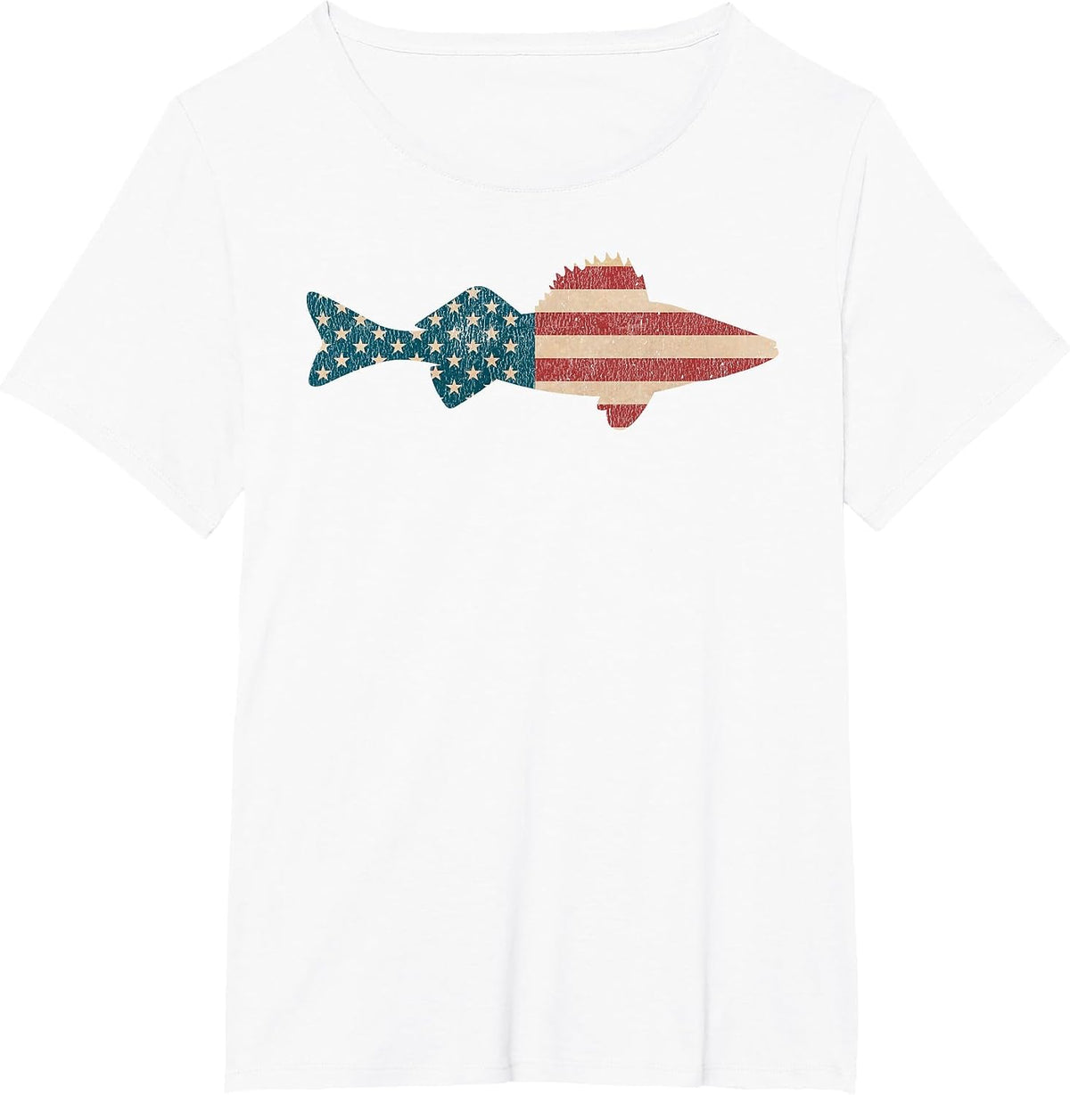 Walleye Fishing American Flag Sauger Angling T-Shirt - White