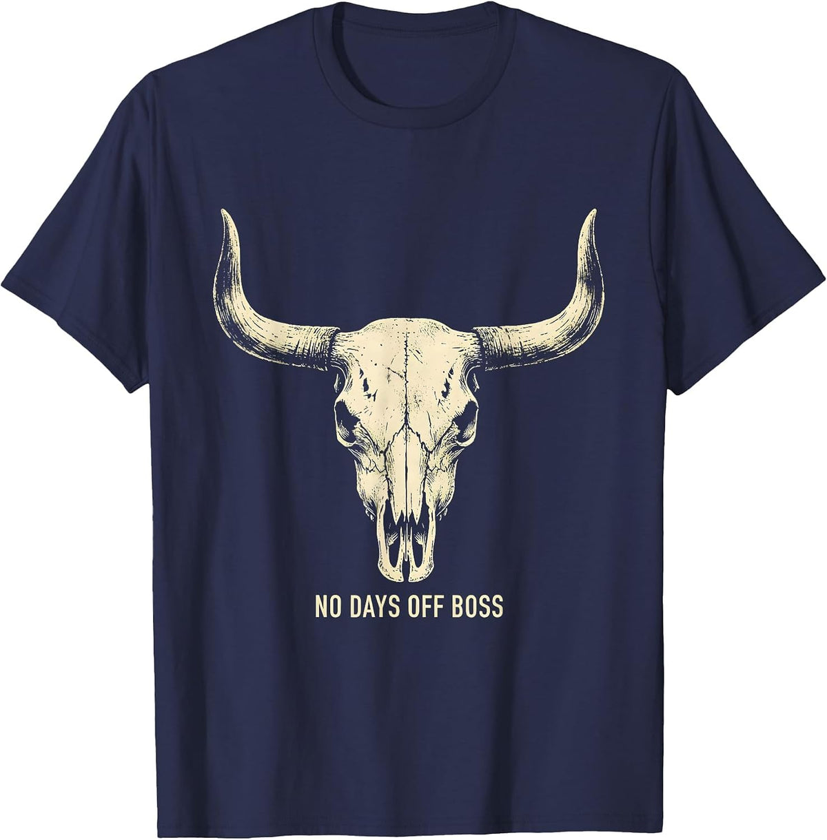 Men's No Days Off Boss Hustle Graphic Design T-Shirt - Navy Blue
