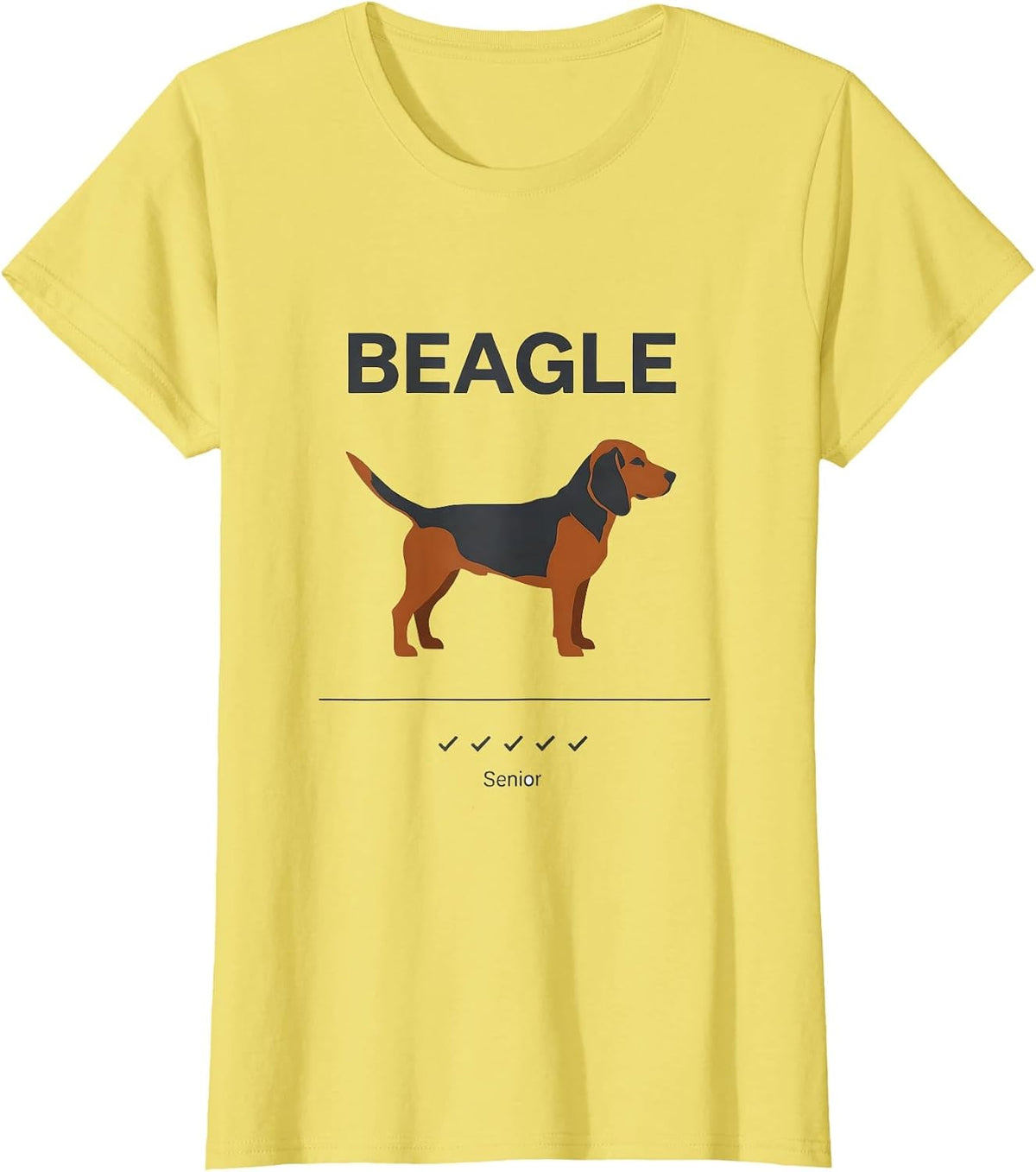 BEAGLE Senior Minimalist Badge Patch Line Art Dog Lover Gift T-Shirt - Lemon Yellow