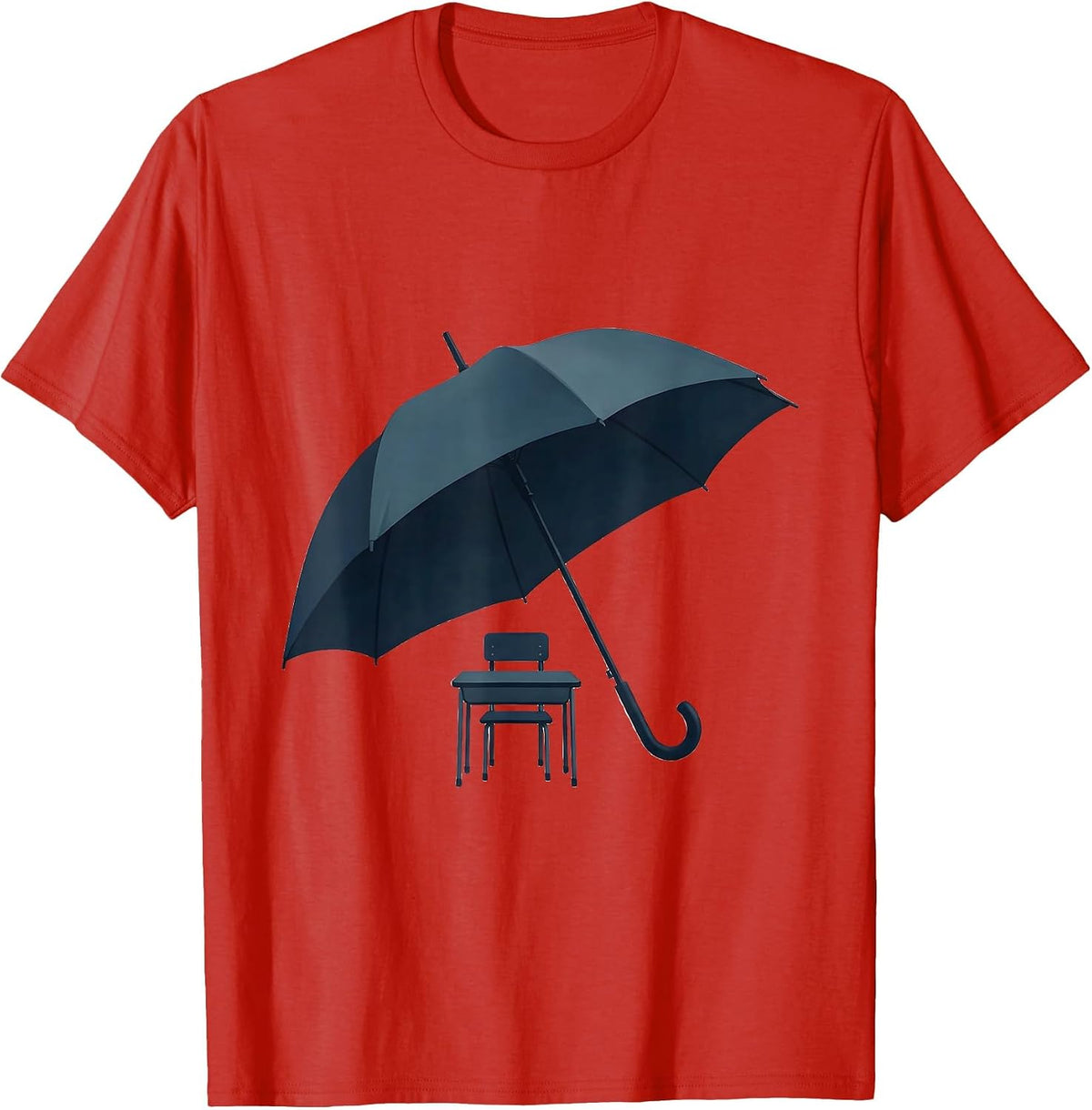 Men's Paraprofessional Protective Umbrella School Desk T-Shirt - Red