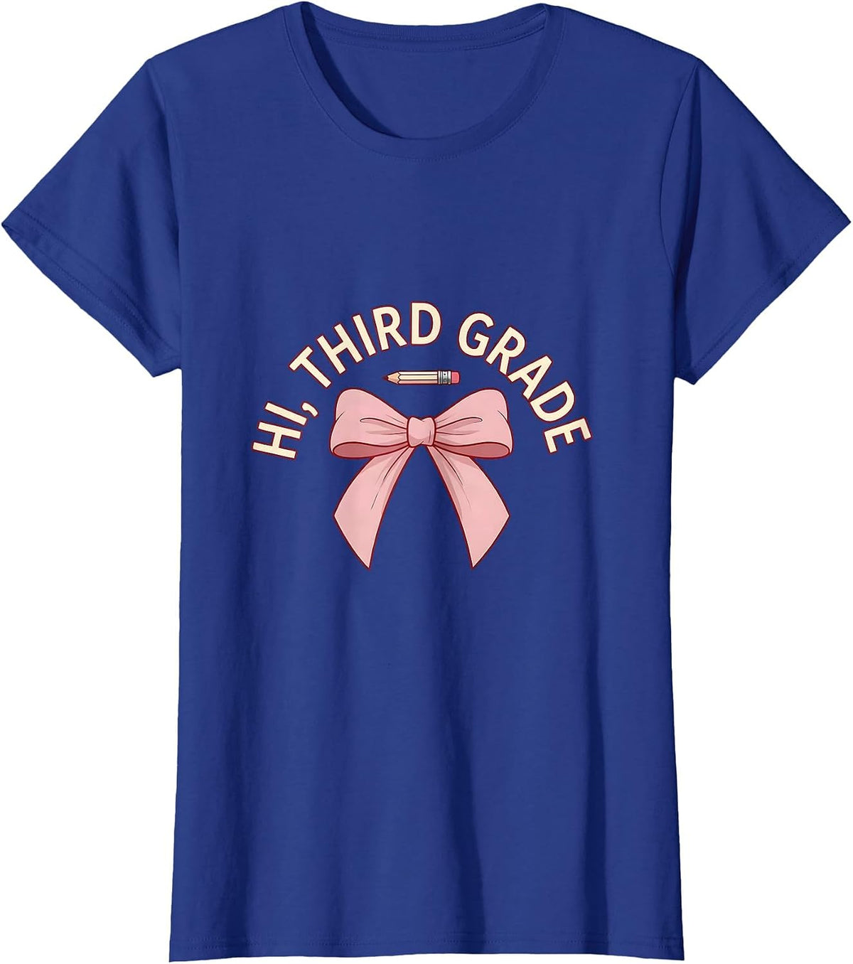 Women's Hi, Third Grade Coquette Bow Back to School Teacher Gift T-Shirt - Royal Blue