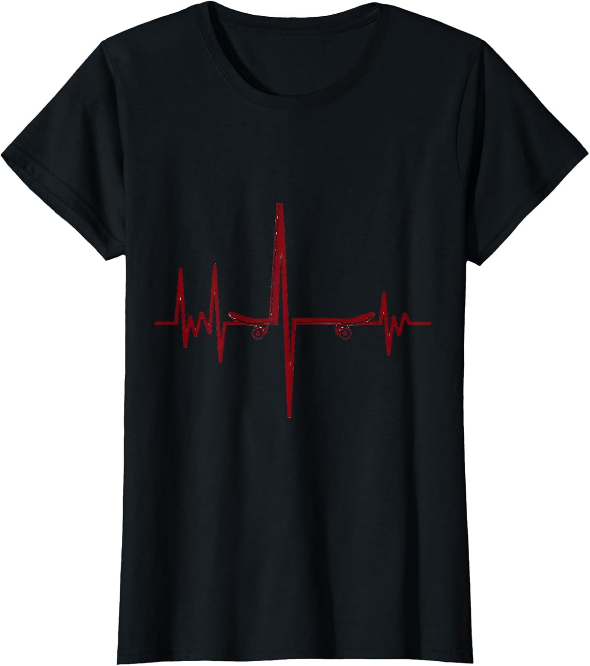 Skateboard Pulse Line Hobbyist Gift T-Shirt - Black