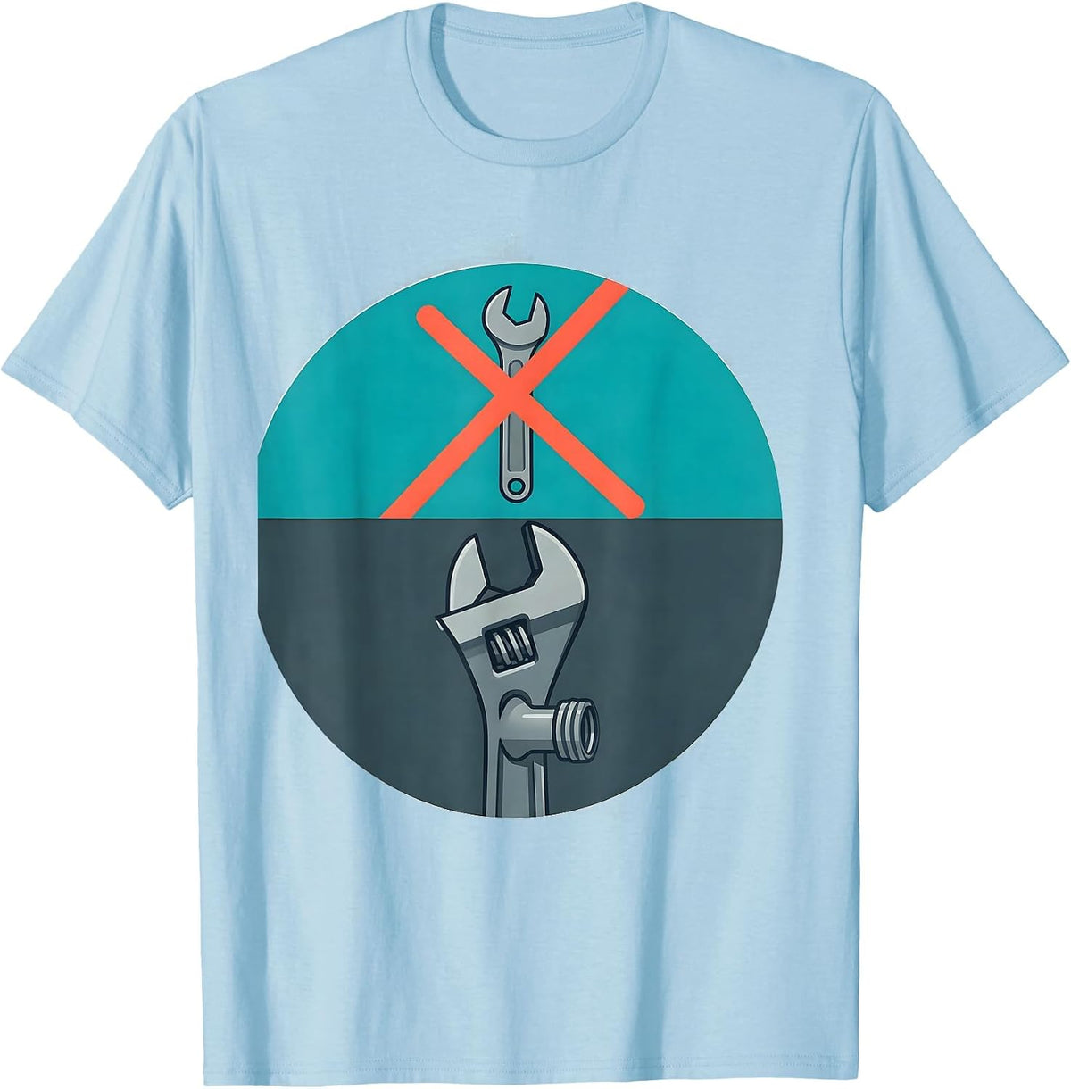 Men's Sealed Pipe Wrench Plumber Dad Trade Humor T-Shirt - Baby Blue