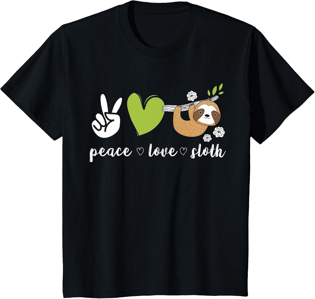 Peace Love Sloth T-Shirt - Black