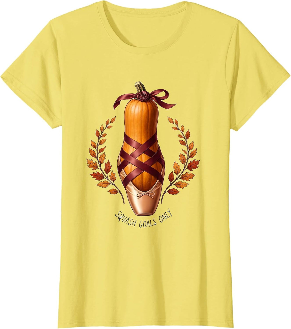 Women's Squash Goals Only Fall Season Design T-Shirt - Lemon Yellow