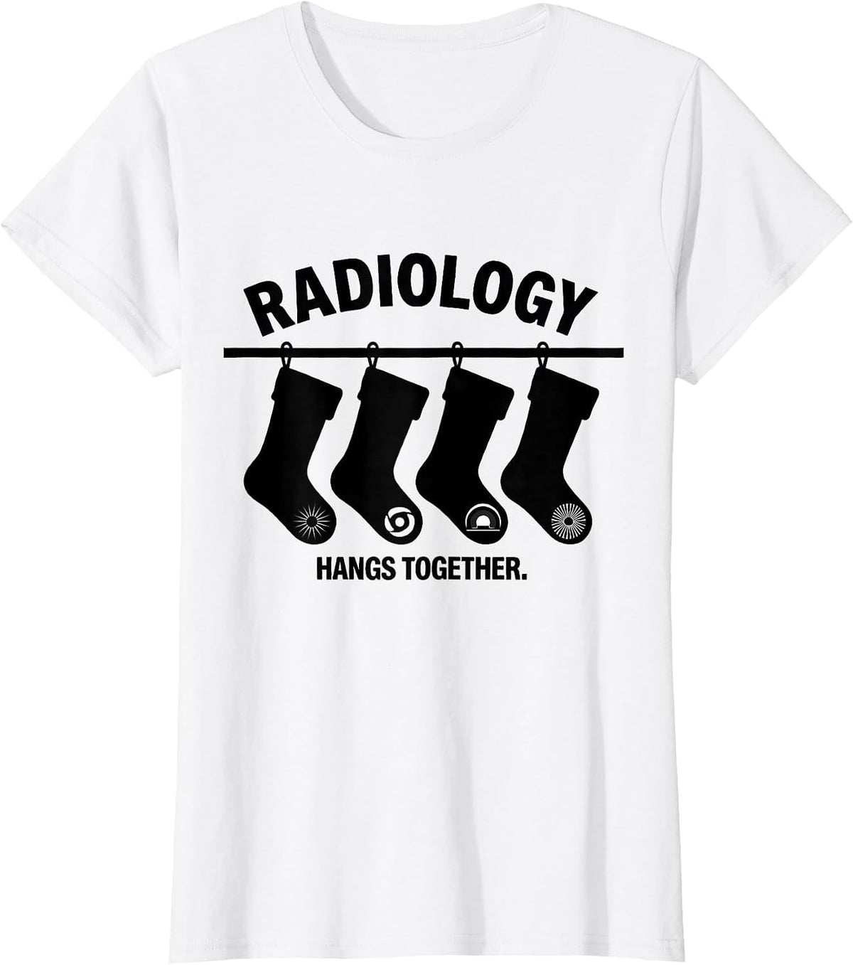 Radiology Hangs Together Silhouette Xray Tech Christmas T-Shirt - White