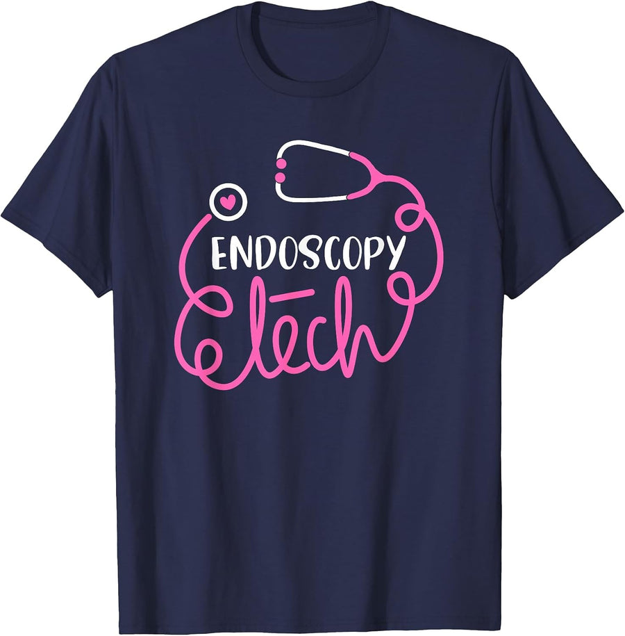 Endoscopy Tech - Endoscopy Technicians GI Technologists Crew T-Shirt - Navy Blue