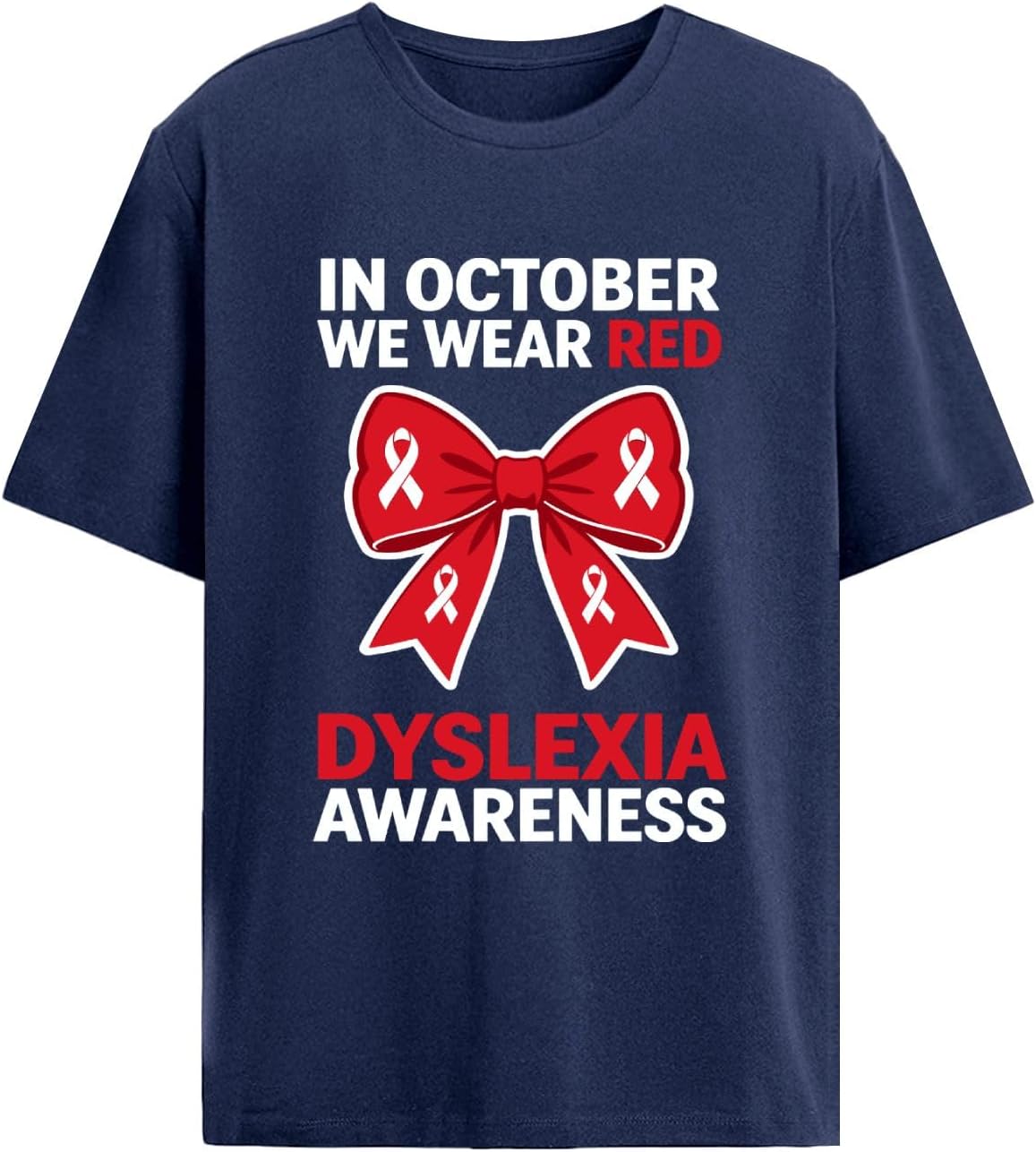 Preppy in October We Wear Red Dyslexia Awareness for Mens Graphic Vintage T-Shirt - As Pictured