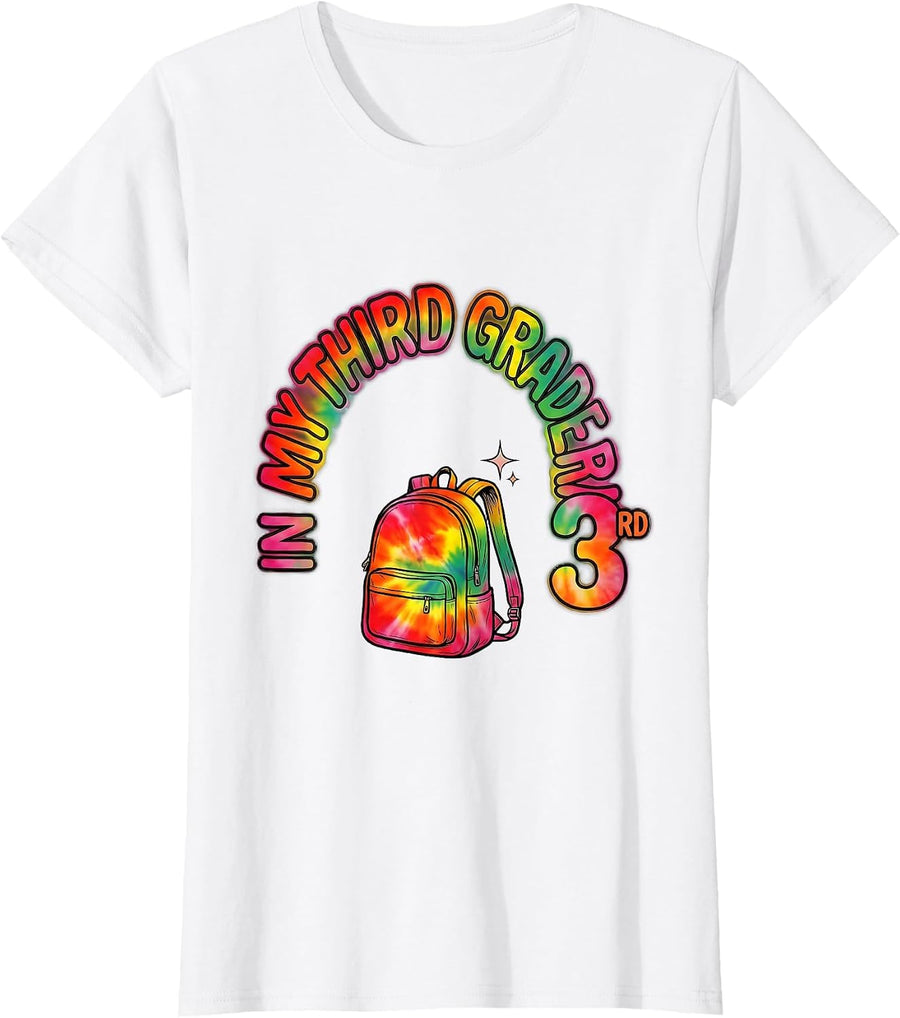 Women's In My Third Grade Era Girl Tie Dye 3rd Grade Back to School T-Shirt - White