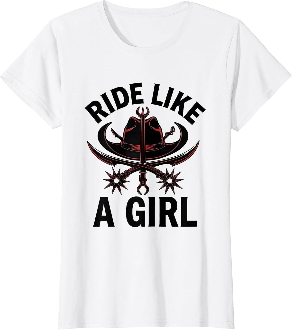Ride Like a Girl Cowgirl Western Design T-Shirt - White