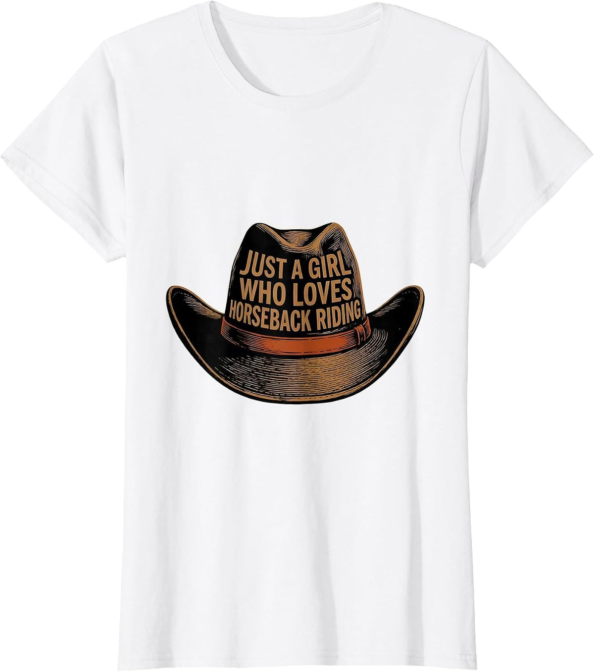 Just A Girl Who Loves Horseback Riding Western Cowgirl Rodeo T-Shirt - White