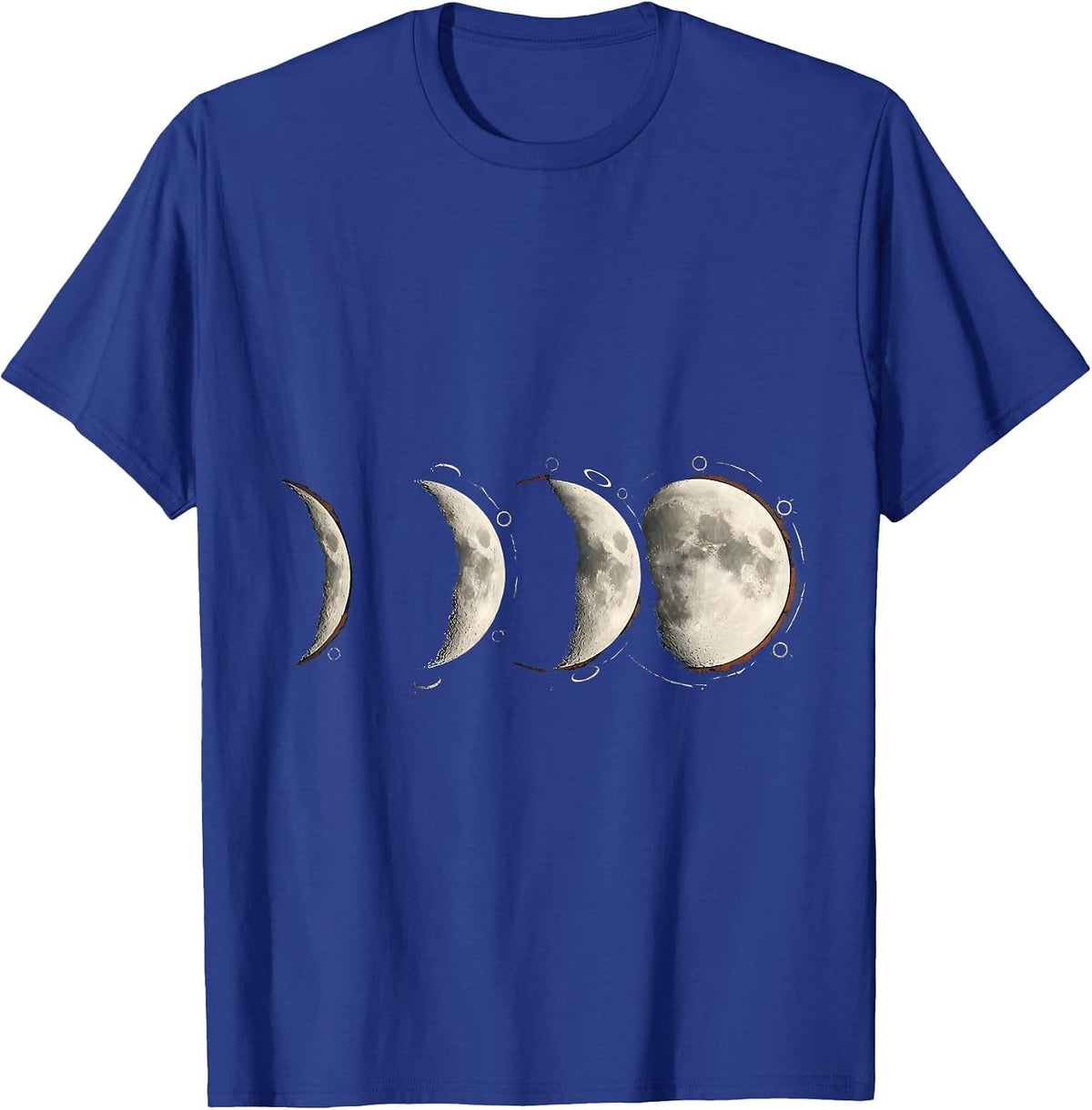Lunar Silhouette Distressed Moon Phase Boho Celestial T-Shirt - Royal Blue