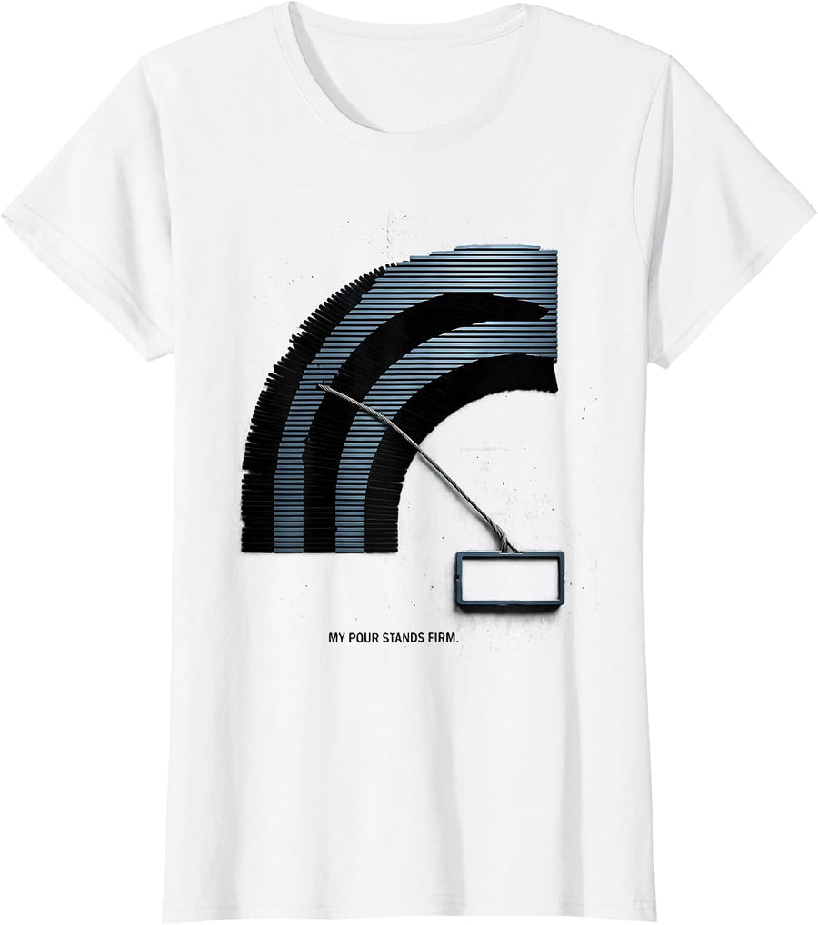 Women's My Pour Stands Firm Disrupted Stripe Graphic Construction T-Shirt - White