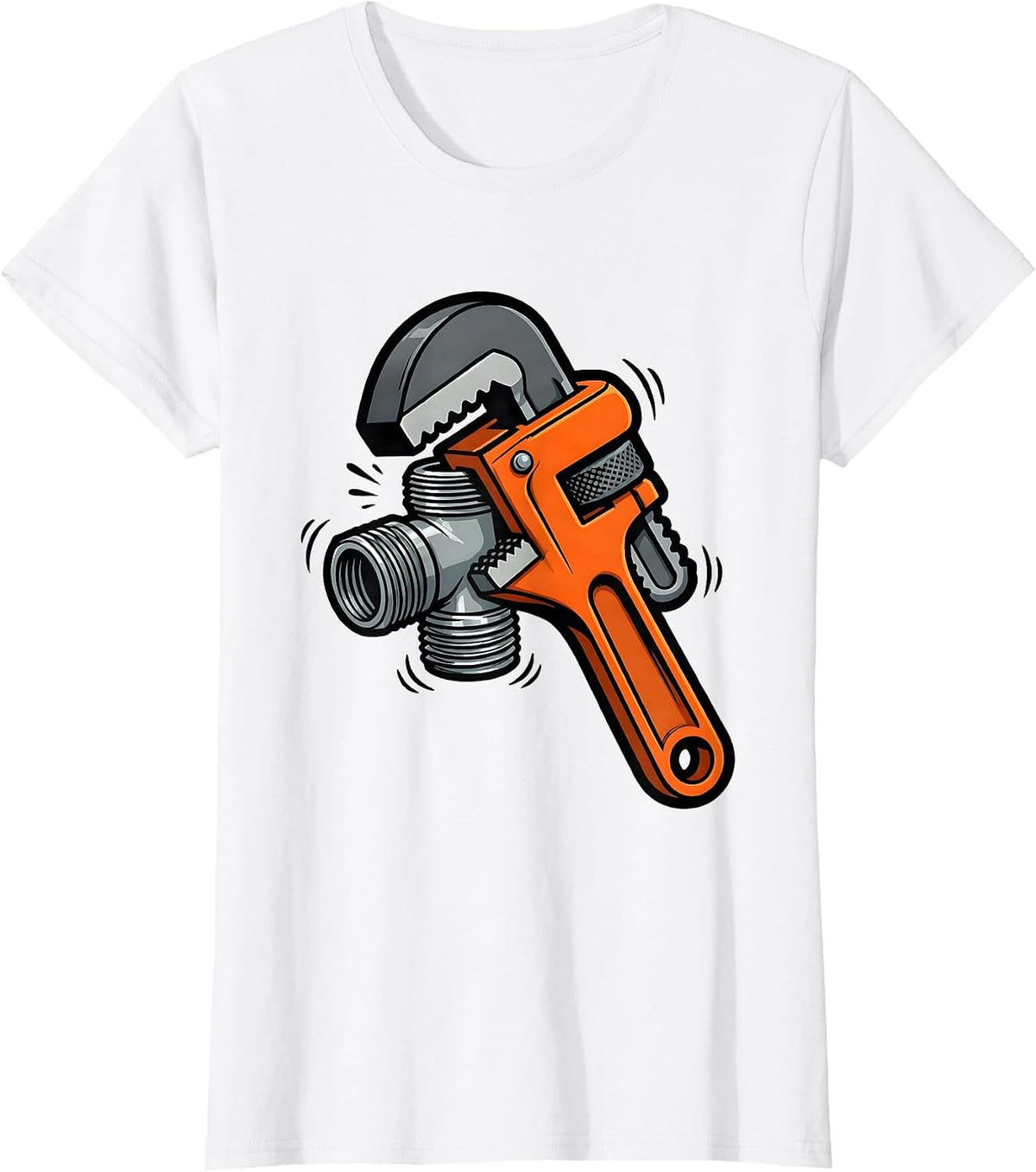 Pipe Wrench Clamped Funny Plumber Pipefitter Gift T-Shirt - White