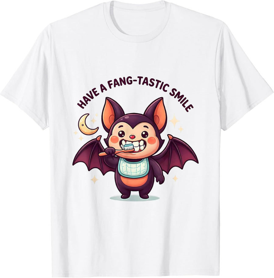 Men's Have A Fang-tastic Smile Cute Kawaii Halloween Dentist T-Shirt - White