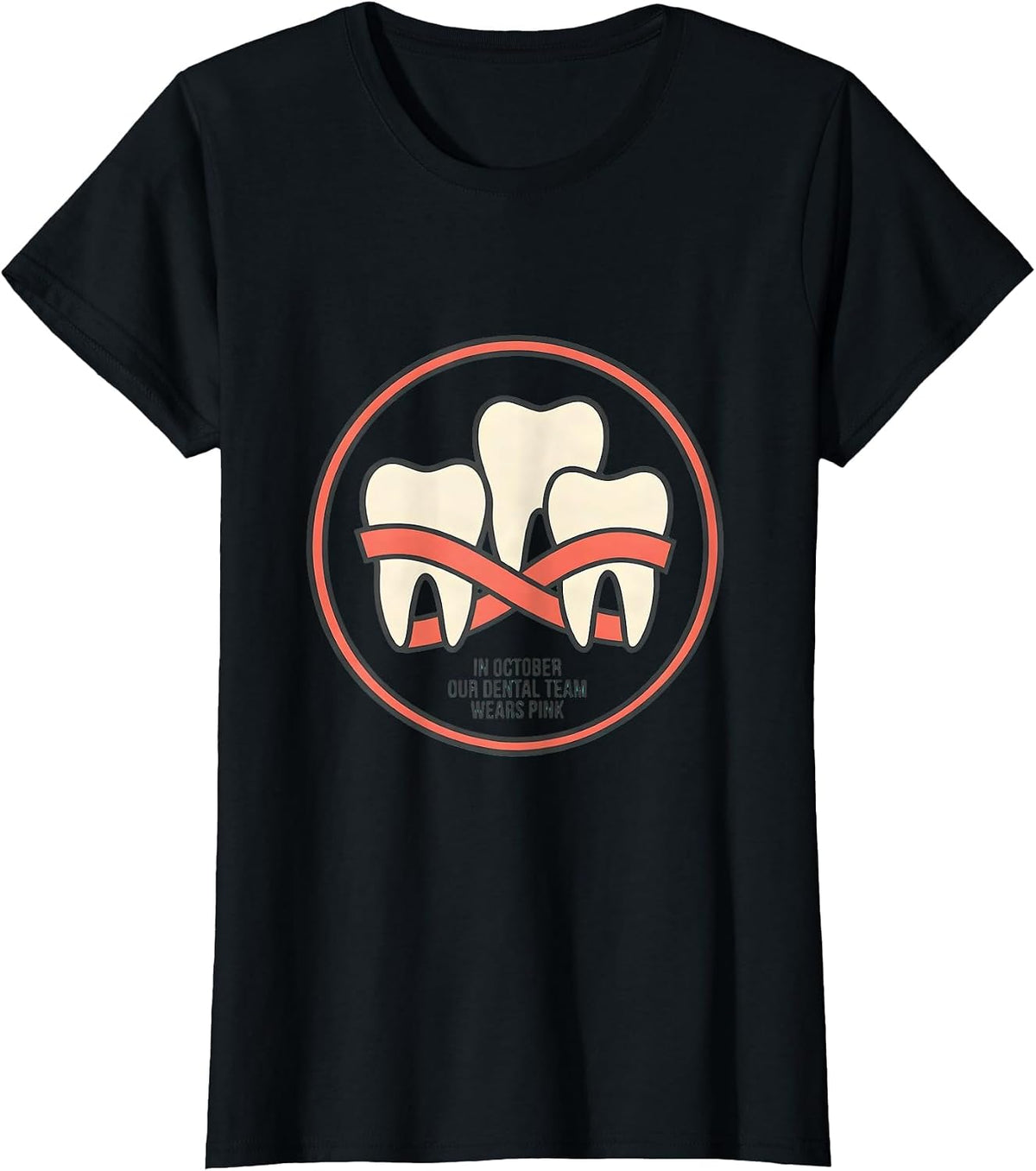 In October, Our Dental Team Wears Pink Midcentury Modern T-Shirt - Black