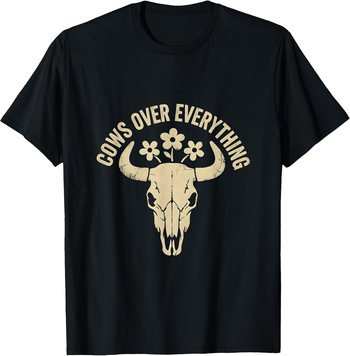 Men's Cows Over Everything Cow Lover Design T-Shirt - Black