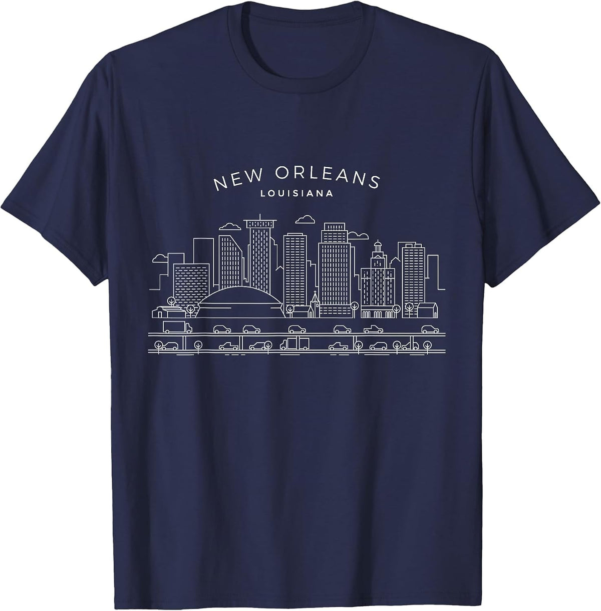 New Orleans Skyline NOLA Vintage New Orleans Louisiana T-Shirt - Navy Blue