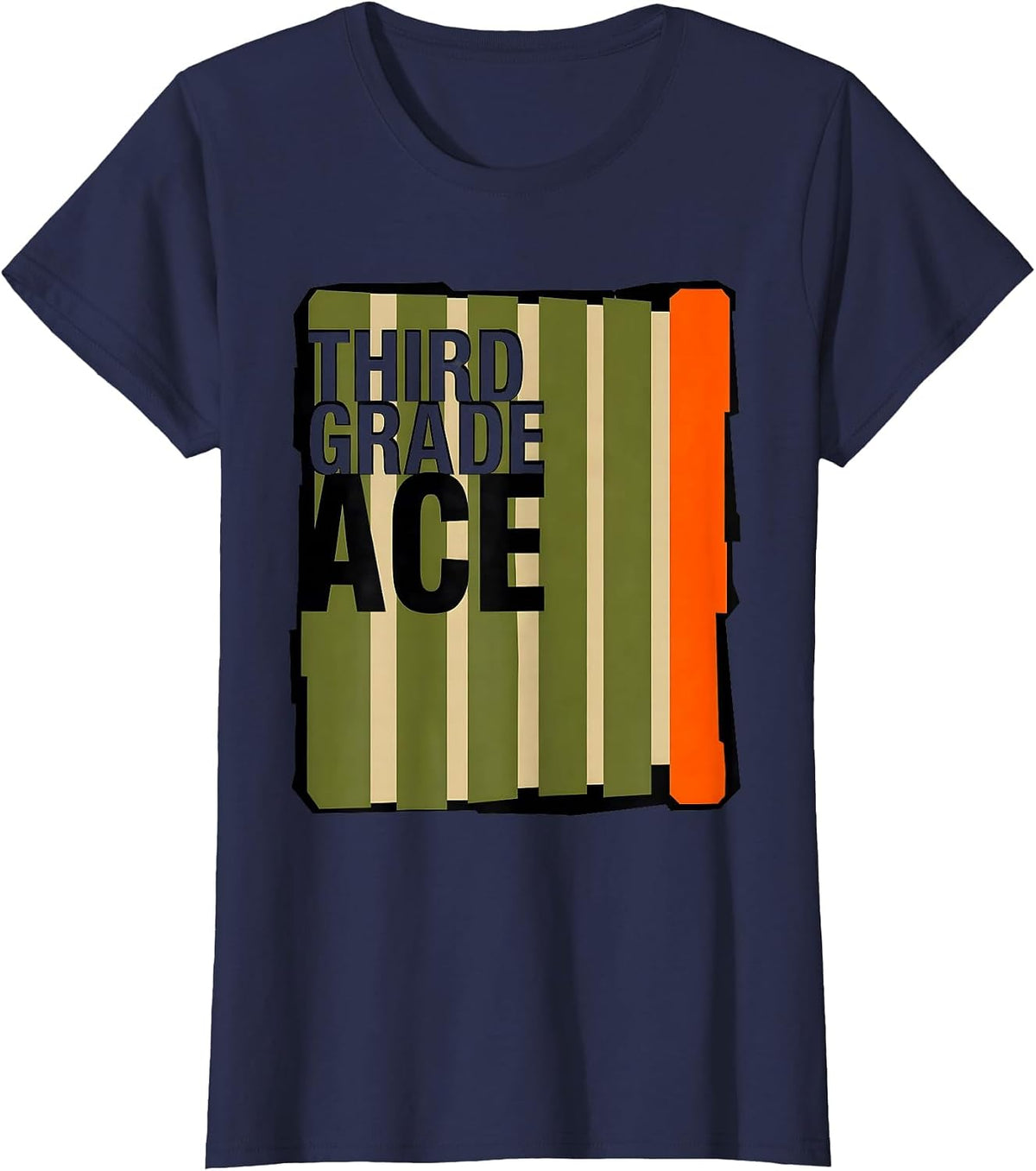 Women's Third Grade Ace Camo Back To School Boys Teachers T-Shirt - Navy Blue