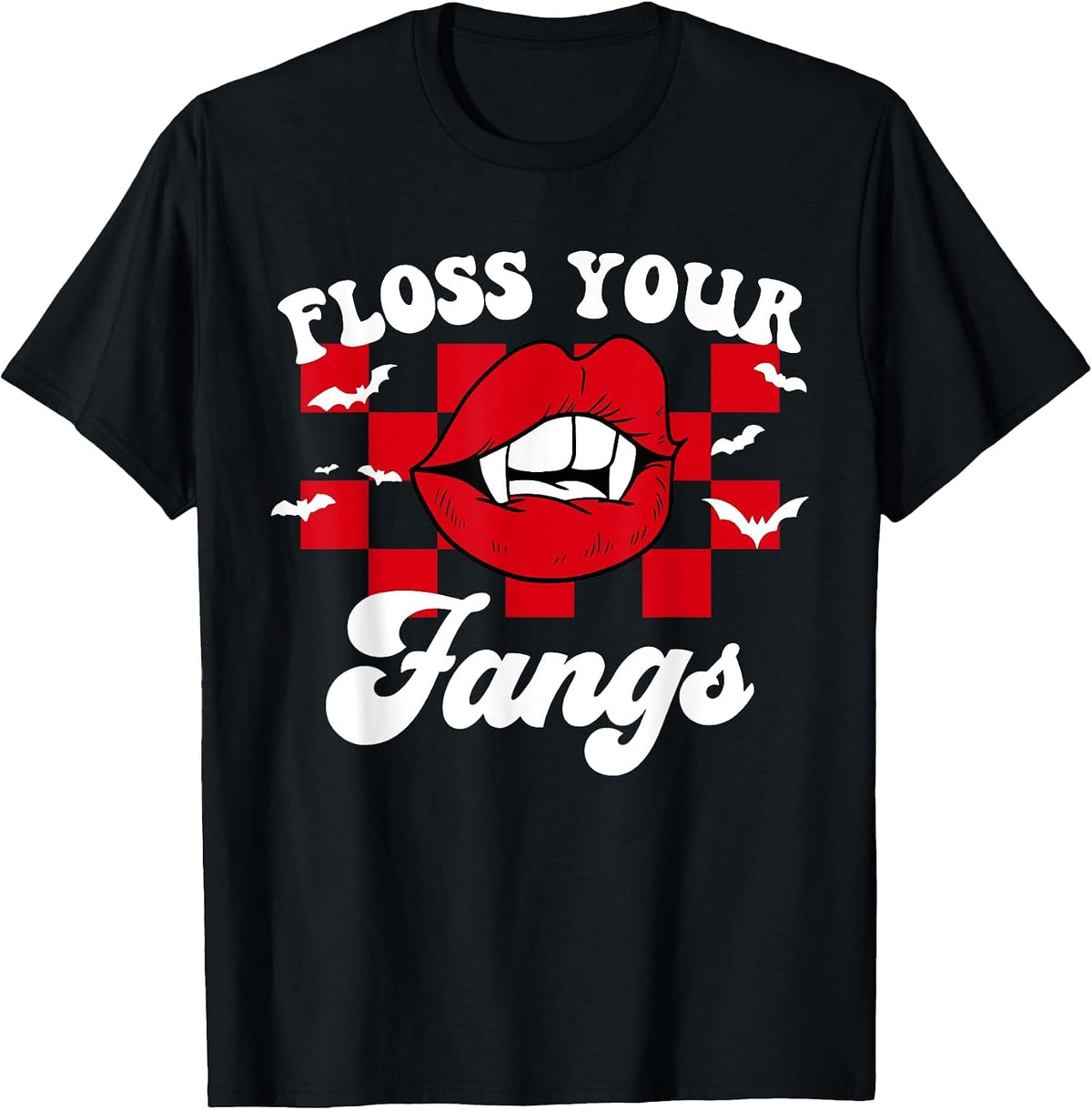 Floss Your Fangs Dental Hygienist Assistant Tech Halloween T-Shirt - Black