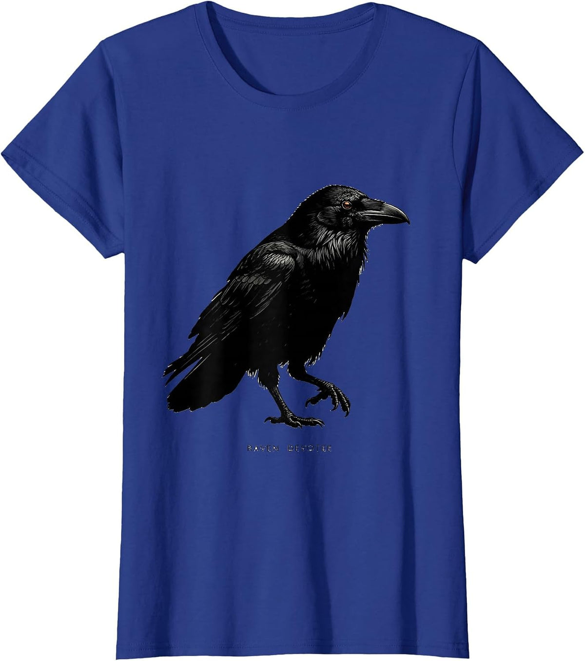 Women's Raven Devotee Gothic Bird Art Crow Silhouette T-Shirt - Royal Blue