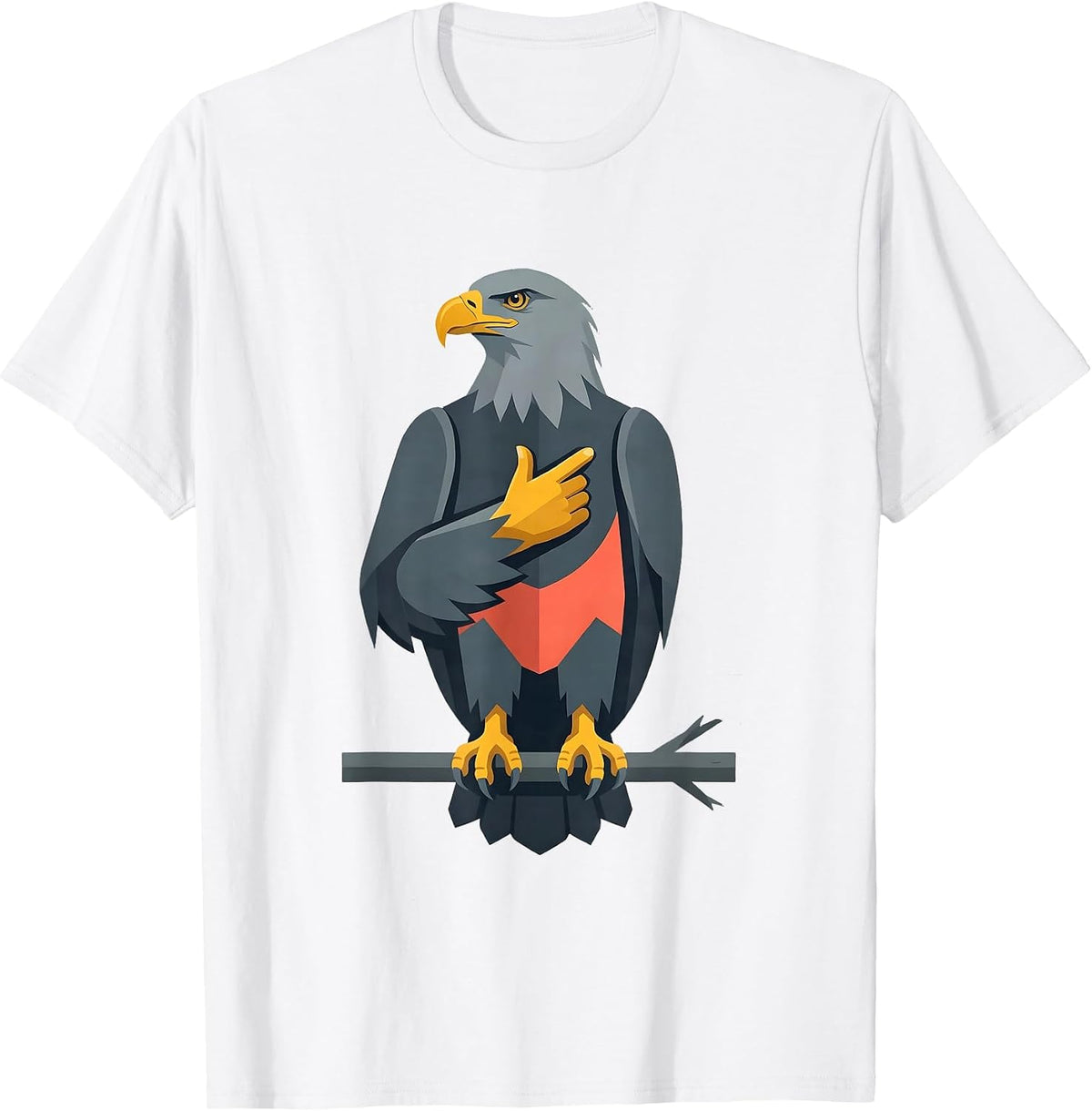 Men's Bald Eagle Flat Vector Patriotic Nature Lover T-Shirt - White