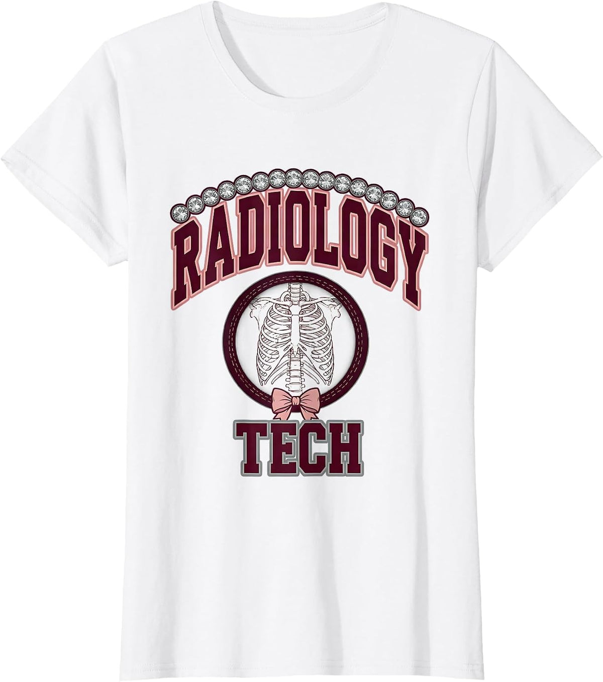 RADIOLOGY TECH Sparkle Varsity Radiology Tech Coquette Cute T-Shirt - White