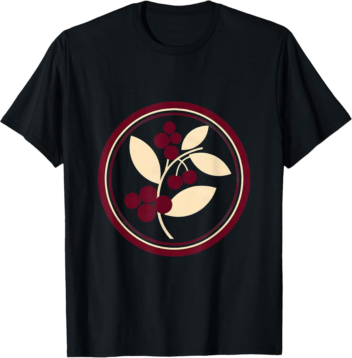 Men's Colombia Coffee Cherries Branch Botanical Illustration T-Shirt - Black