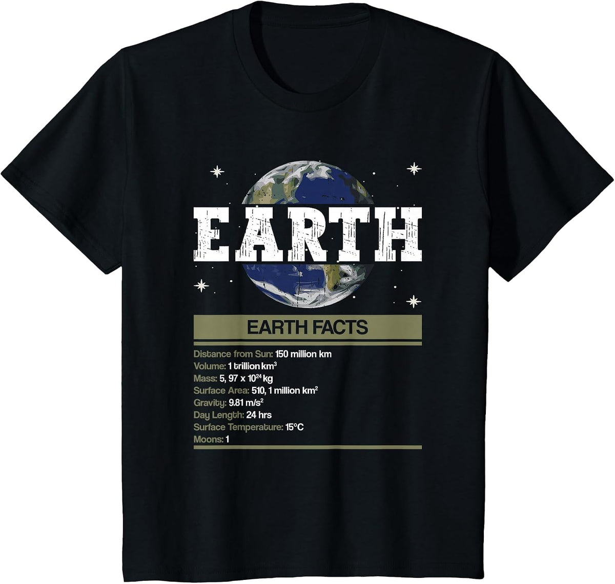 Earth Facts - Earth Planet Space Lover T-Shirt - Black