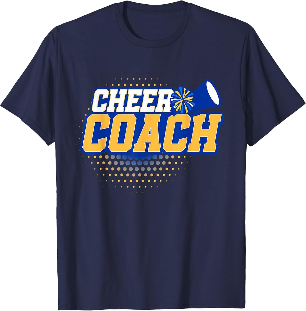 Football Cheer Coach Blue Gold Sport Team Cheerleader Squad T-Shirt - Navy Blue