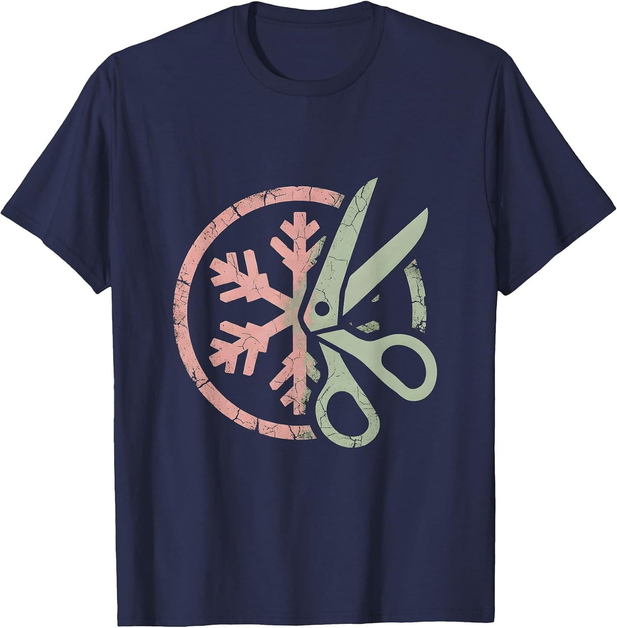 Third Grade Teacher Snowflake Scissors Art T-Shirt - Navy Blue