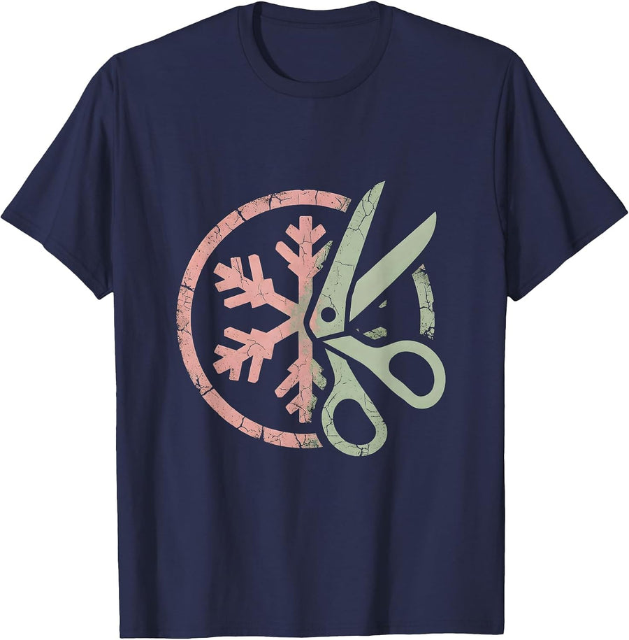 Third Grade Teacher Snowflake Scissors Art T-Shirt - Navy Blue