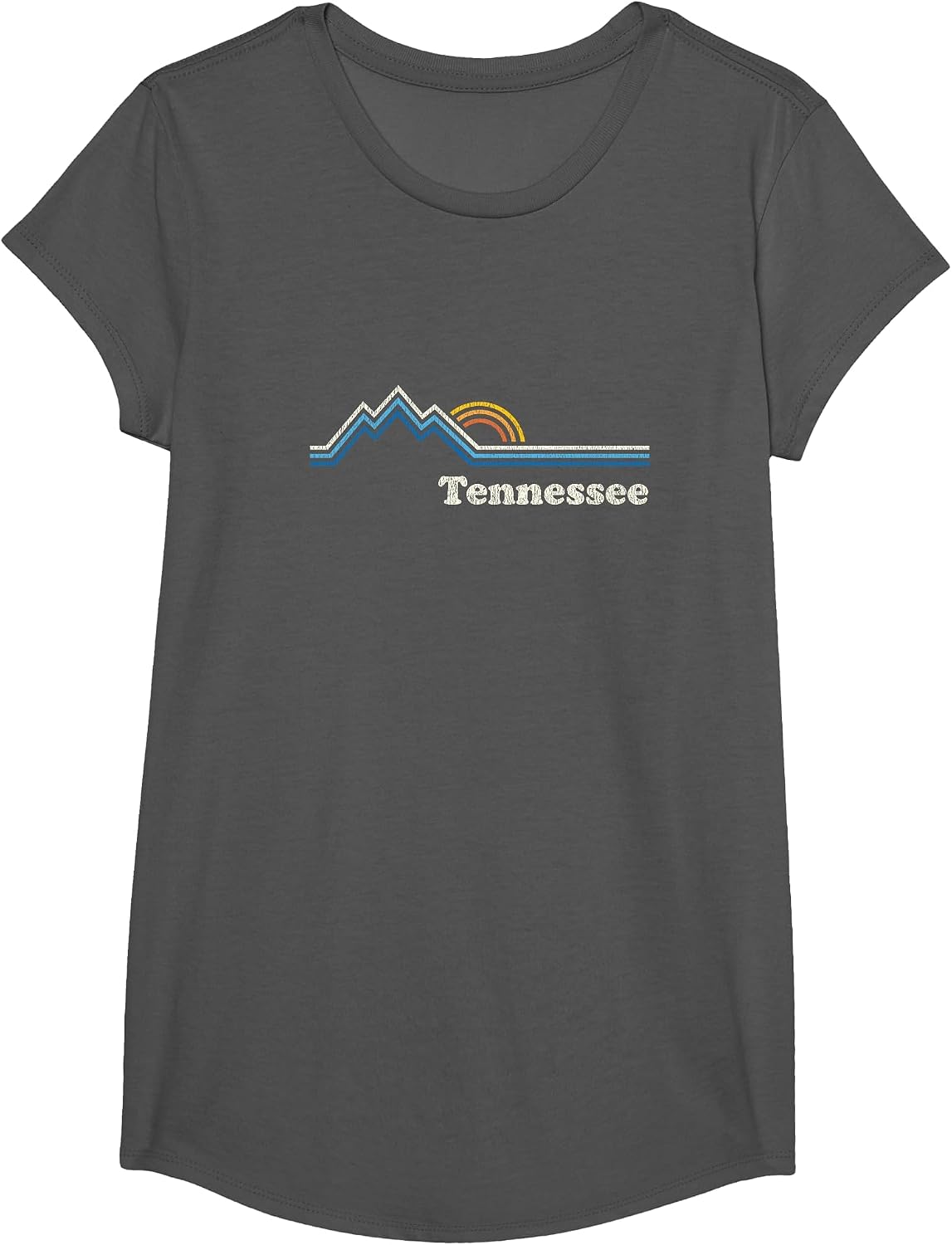 Retro Tennessee TN T Shirt Vintage Sunrise Mountains Tee T-Shirt - Girls Asphalt Grey