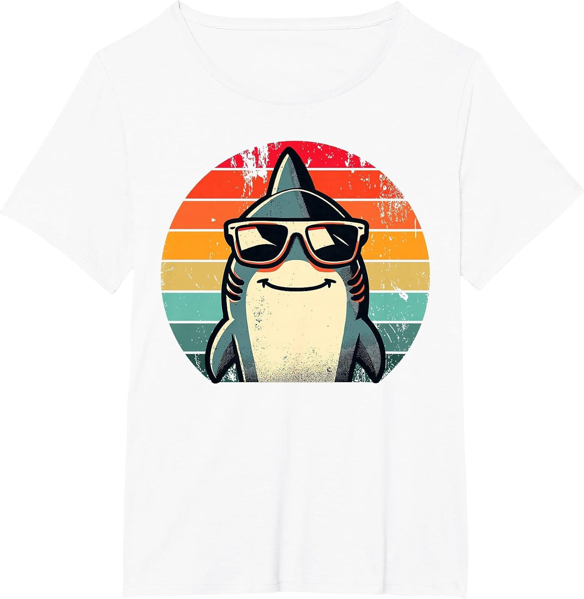 Cool Retro Shark in Sunglasses 70s 80s 90s Funny Shark T-Shirt - White